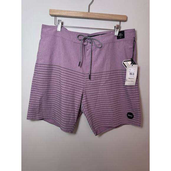 RVCA Standard Curran Swim Trunks Board Shorts Purple Sz 36 Mid Length 18" NWT - Picture 3 of 16